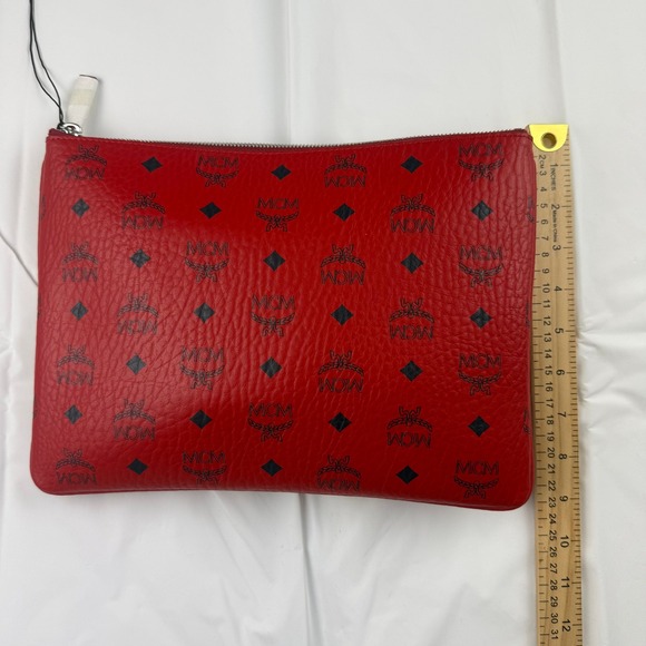MCM Visetos Monogram Red Leather Clutch Crossbody Bag MYZ FSTA07 XC001 - Picture 11 of 11